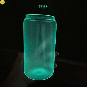 16oz Glow In Dark Sublimation Matte Glass Can With Lid And Straw