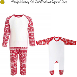 Family Matching Set Red Christmas Inspired Print