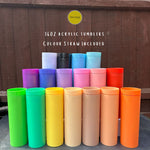 Load image into Gallery viewer, 16oz Acrylic Tumblers With Colour Straw
