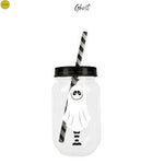 Load image into Gallery viewer, Halloween Mason Jar With Plastic Lid And Straw
