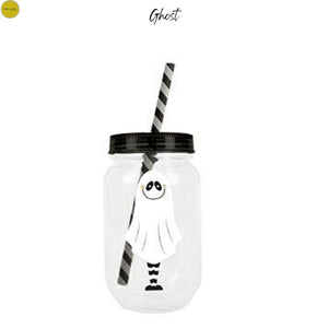 Halloween Mason Jar With Plastic Lid And Straw