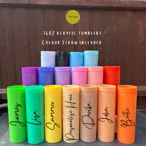 16oz Acrylic Tumblers With Colour Straw