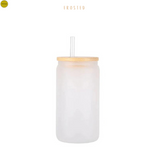 Load image into Gallery viewer, 16oz Sublimation Glass Can with Bamboo Lid and Straw

