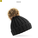 Load image into Gallery viewer, Beechfield Junior Faux Fur Pom Pom Chunky Beanie
