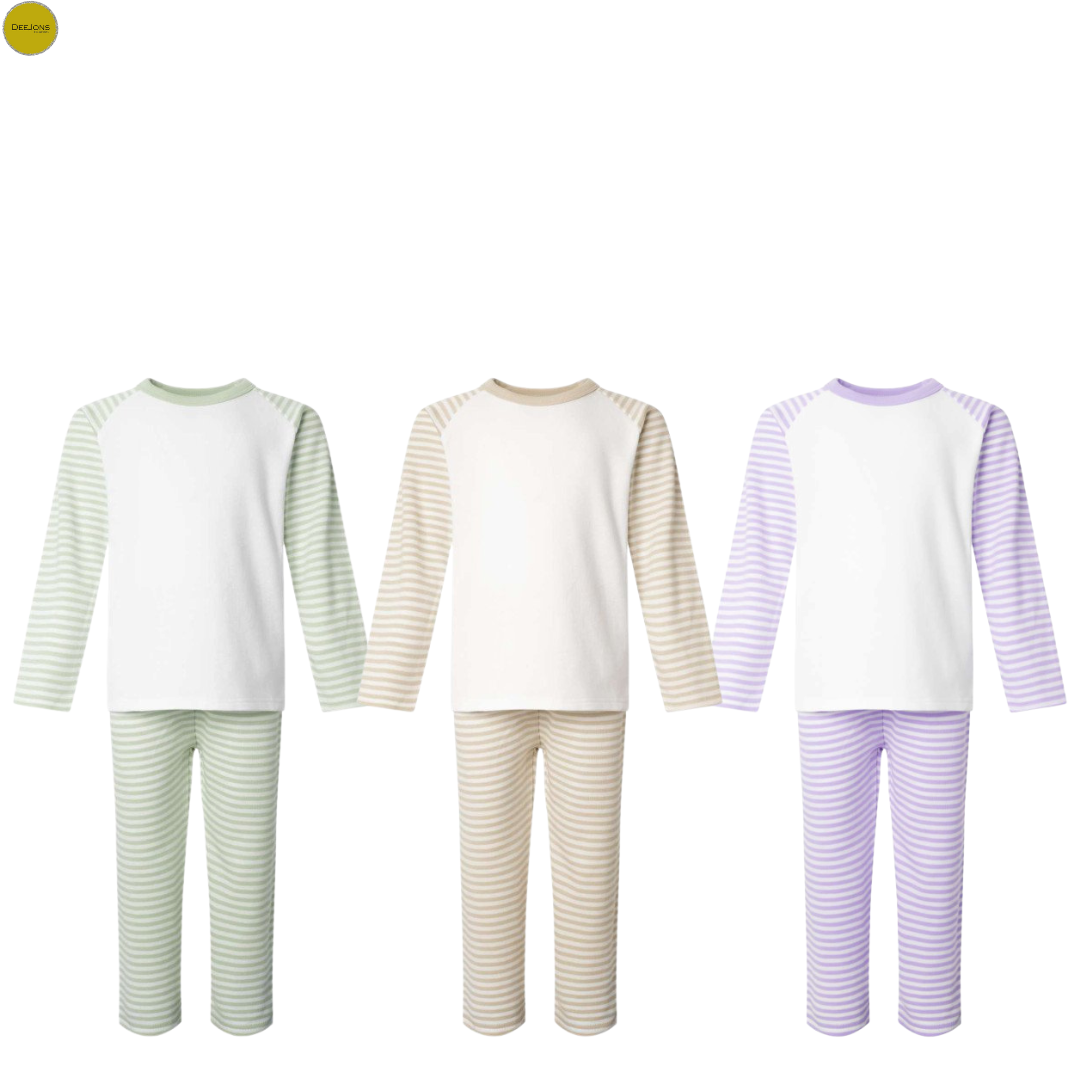 Pastel Stripe Long Raglan Sleeve Pyjama Set