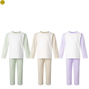 Pastel Stripe Long Raglan Sleeve Pyjama Set