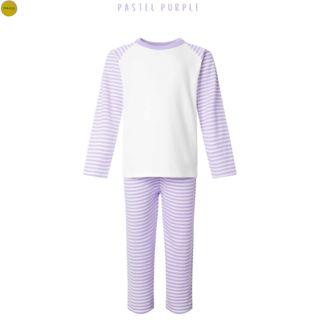 Pastel Stripe Long Raglan Sleeve Pyjama Set