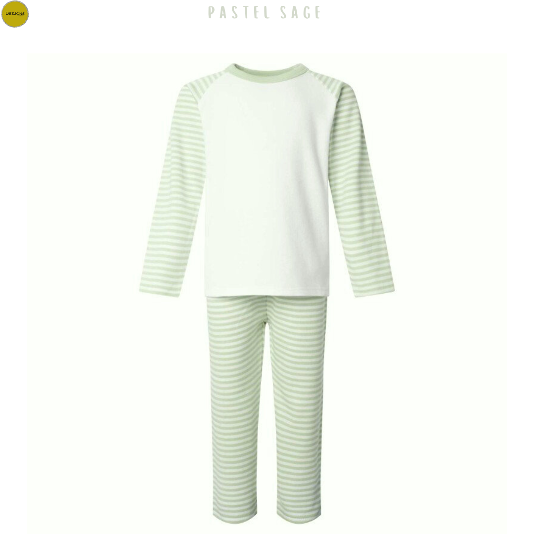 Pastel Stripe Long Raglan Sleeve Pyjama Set