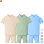 Load image into Gallery viewer, Boy&#39;s Zip Neck Polo Shirt And Short Set
