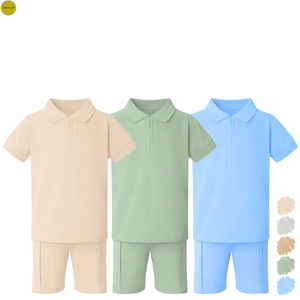 Boy's Zip Neck Polo Shirt And Short Set