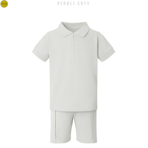 Boy's Zip Neck Polo Shirt And Short Set