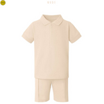 Load image into Gallery viewer, Boy&#39;s Zip Neck Polo Shirt And Short Set
