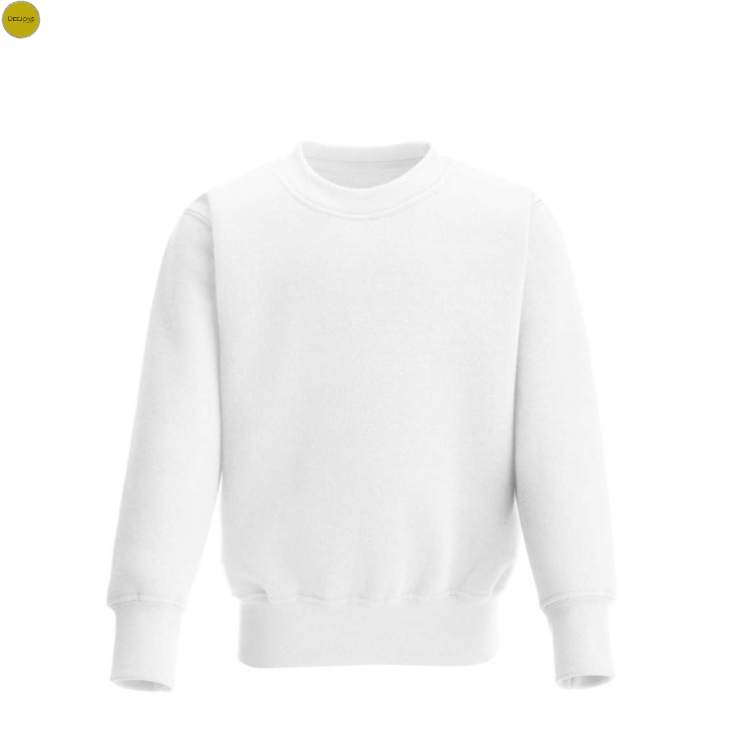 Kids' Crew Neck Fleece Sweatshirt in Sublimation White