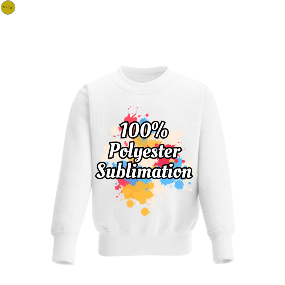 Kids' Crew Neck Fleece Sweatshirt in Sublimation White