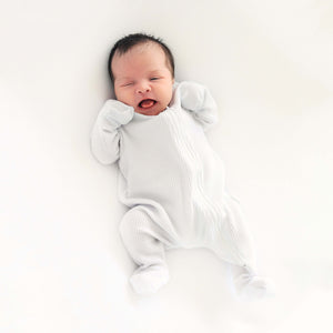 White Zip Sleepsuit Ribbed Romper Babygrow 0-3Y Unisex DreamBuy