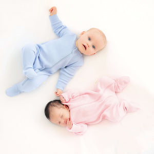 Powder Blue Zip up Ribbed Romper Babygrow Sleepsuit 0-3Y Unisex DreamBuy.co.uk