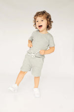 Load image into Gallery viewer, Dove Grey Summer Ribbed Lounge Set Unisex Pyjama DreamBuy
