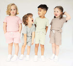 Load image into Gallery viewer, Dove Grey Summer Ribbed Lounge Set Unisex Pyjama DreamBuy
