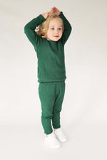 Load image into Gallery viewer, Forest Green Ribbed Lounge Set Unisex Pyjama DreamBuy
