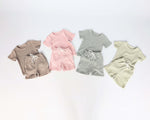 Load image into Gallery viewer, Taupe Summer Ribbed Lounge Set Unisex Pyjama DreamBuy
