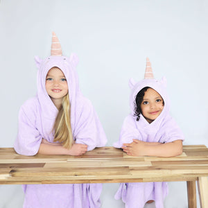 Unicorn Animals Kids Hooded Towel Poncho 100% Combed Cotton DreamBuy.co.uk