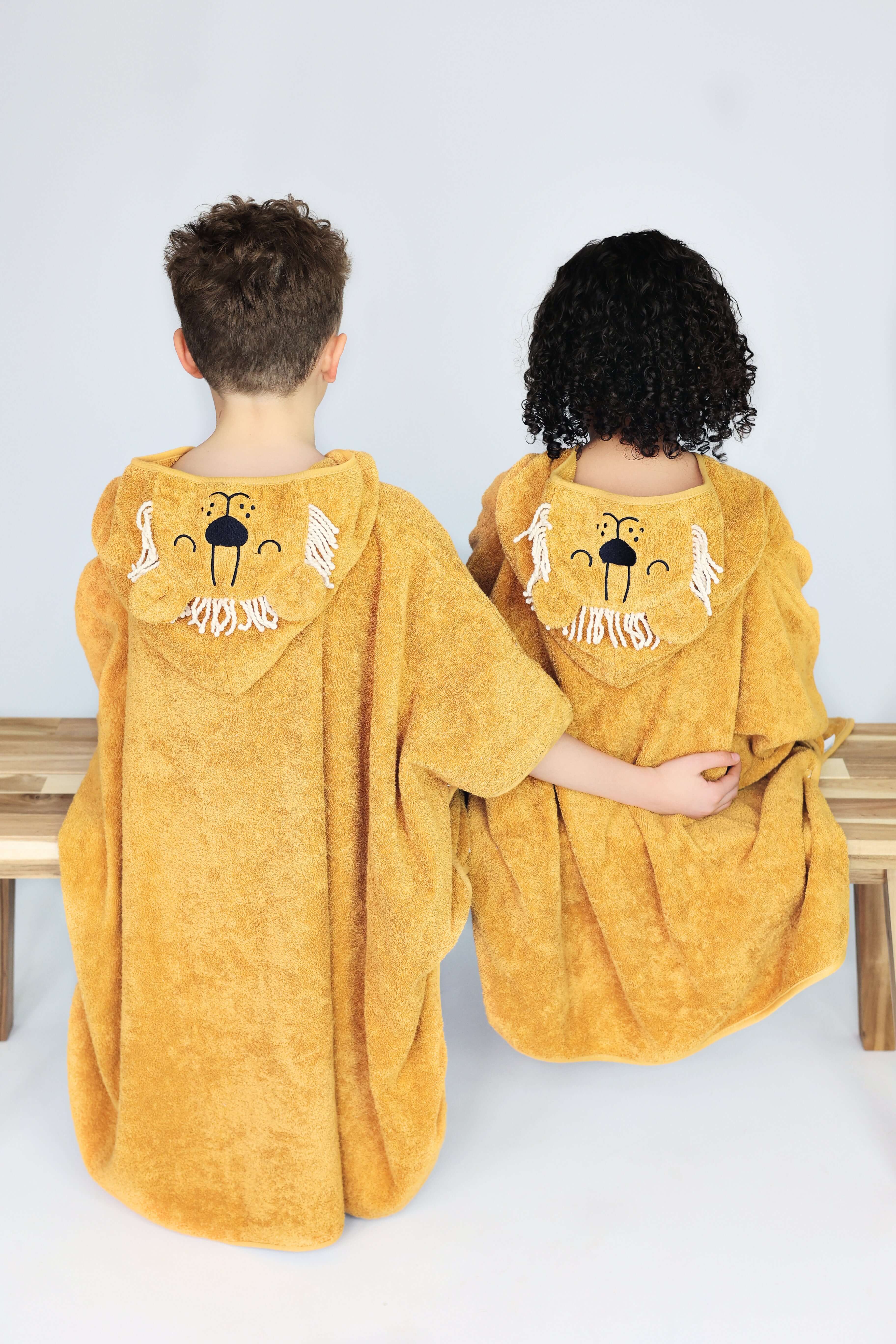 Lion Animals Kids Hooded Towel Poncho 100% Combed Cotton DreamBuy.co.uk