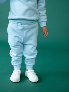 Frost Blue Kids Fleeced Tracksuit Ribbed Cotton DreamBuy