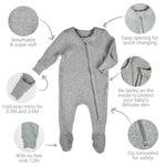 Load image into Gallery viewer, Dove Grey Zip up Sleepsuit Ribbed Romper Babygrow 0-3Y Unisex DreamBuy
