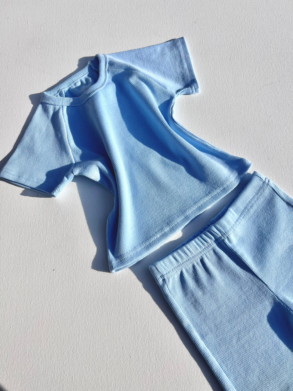Ice Blue Unbranded Summer Ribbed Lounge Set Unisex Pyjama DreamBuy