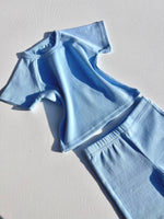 Load image into Gallery viewer, Ice Blue Unbranded Summer Ribbed Lounge Set Unisex Pyjama DreamBuy
