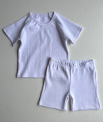 Load image into Gallery viewer, White Unbranded Summer Ribbed Lounge Set Unisex Pyjama DreamBuy
